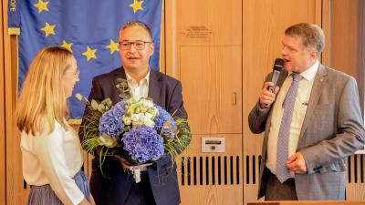 Oberbürgermeister Martin Wolff, Nico Morast und seine Frau Caroline Morast