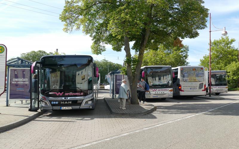 Stadtbusse am Zentralen Omnibusbahnhof Bretten